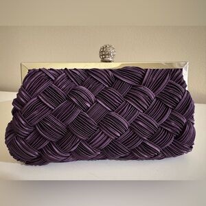 Elegant Purple Woven Clutch